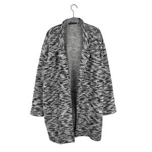 Black Tape_ Black‎ and Gray Marled Knit Oversized Open Shacket Cardigan Size XL